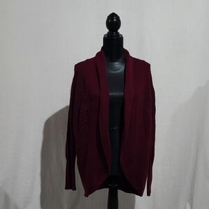 Alia cardigan cocoon sweater plum purple long sleeve loose knit size large open